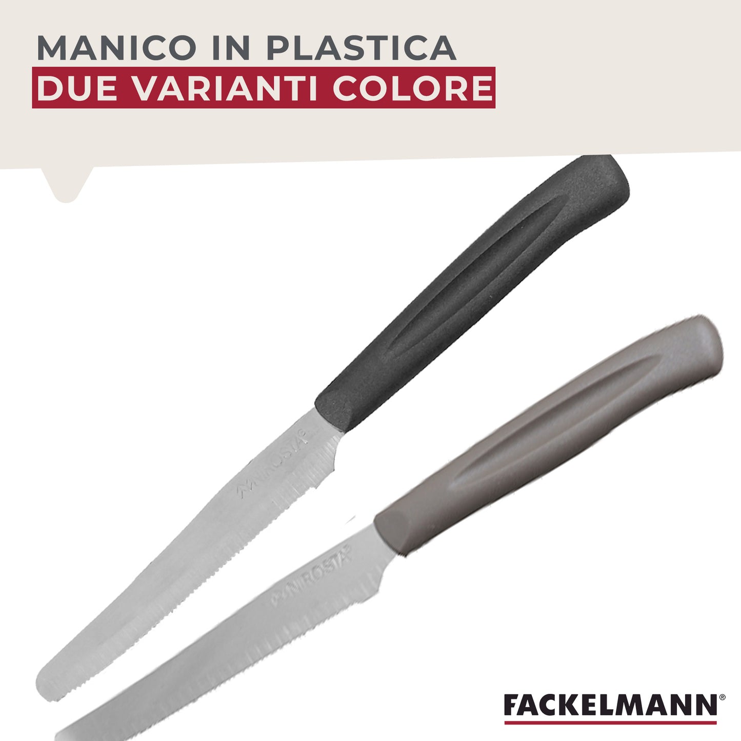 Set 6 coltelli lama seghettata con punta arrotondata