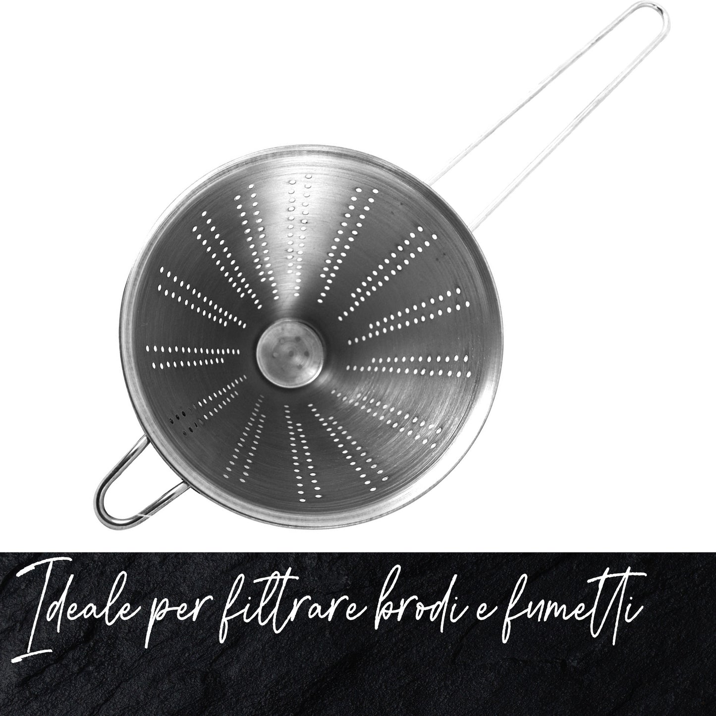 Fackelmann Set 2 Colini a Rete Fina Conici, Filtro da Cucina Professionale per Brodi, Salse, Zuppe, Spremute e Creme - Colino Cinese da 16 cm e 20 cm in Acciaio Inox - Lavabili in Lavastoviglie