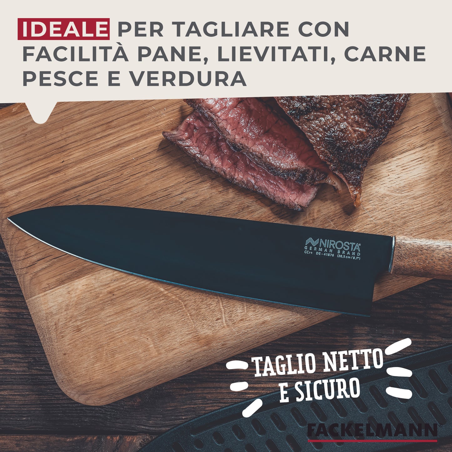 Set Coltello Pane e Coltello Chef Multiuso, Linea Flow