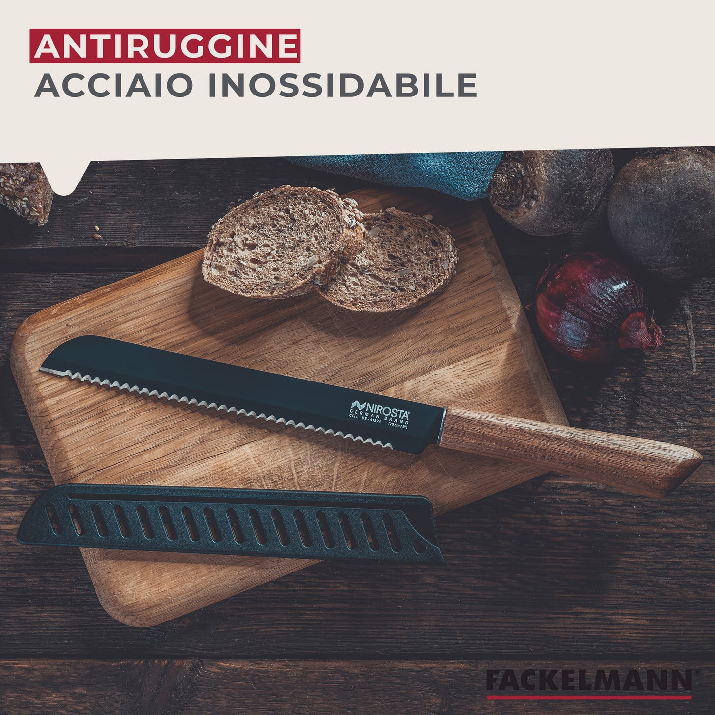 Set Coltello Pane e Coltello Chef Multiuso, Linea Flow