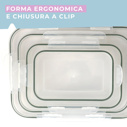 Set di 4 Contenitori ermetici rettangolari, dimensioni varie