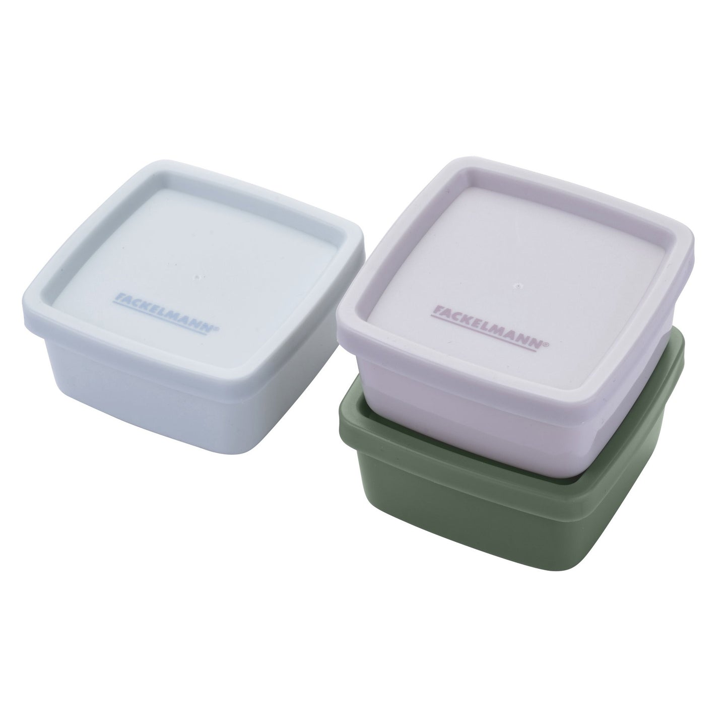 Set di 3 contenitori quadrati per snack, condimenti, spezie, frutta secca