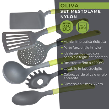 Set di Utensili da cucina, 6 pezzi, Linea Oliva