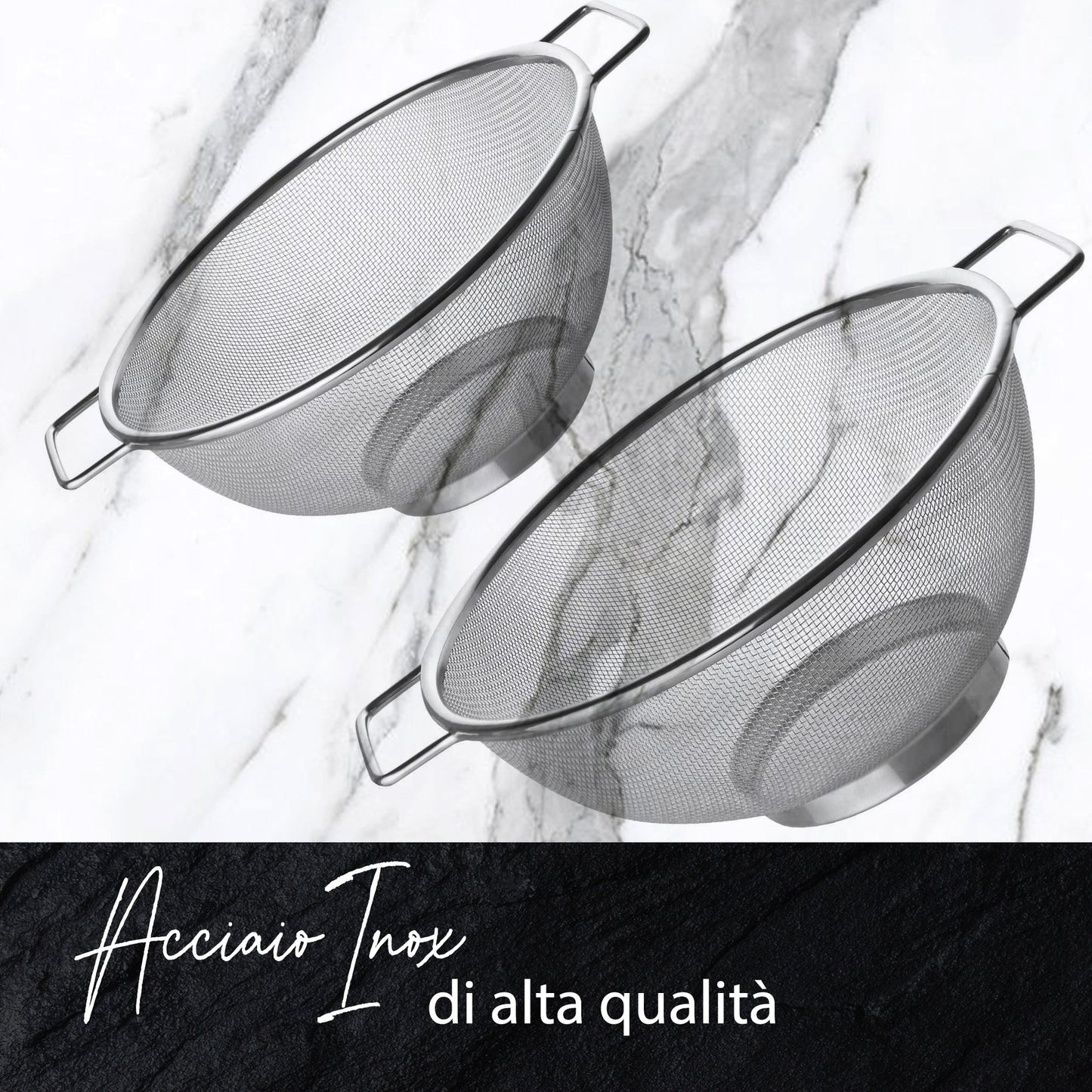 Set Scolapasta, in acciaio inox, 20 e 26 cm