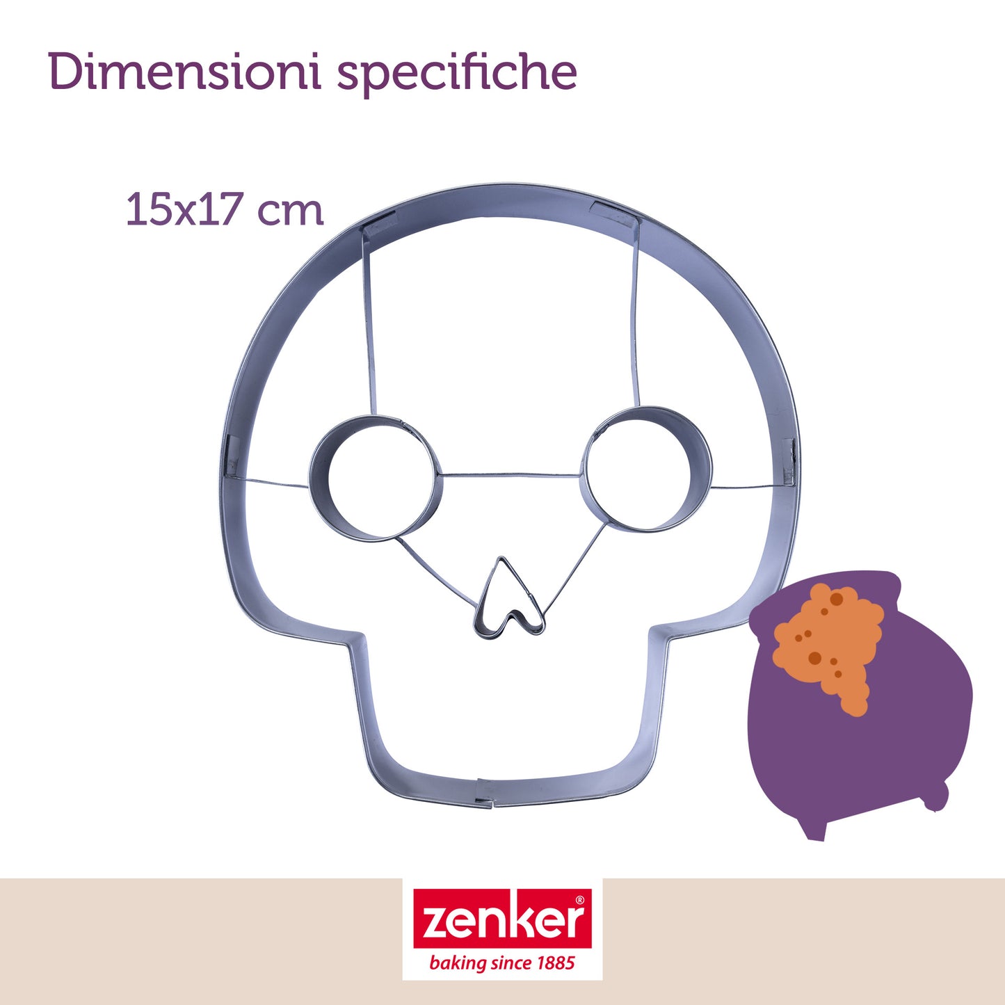 Set 2 Formine Tagliabiscotti Halloween, Tagliabiscotti a Zucca e Teschio in Acciaio Inossidabile, Zenker