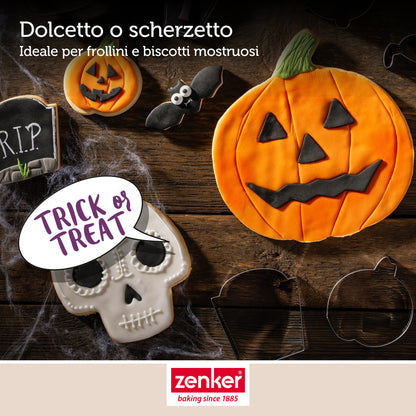 Set 2 Formine Tagliabiscotti Halloween, Tagliabiscotti a Zucca e Teschio in Acciaio Inossidabile, Zenker