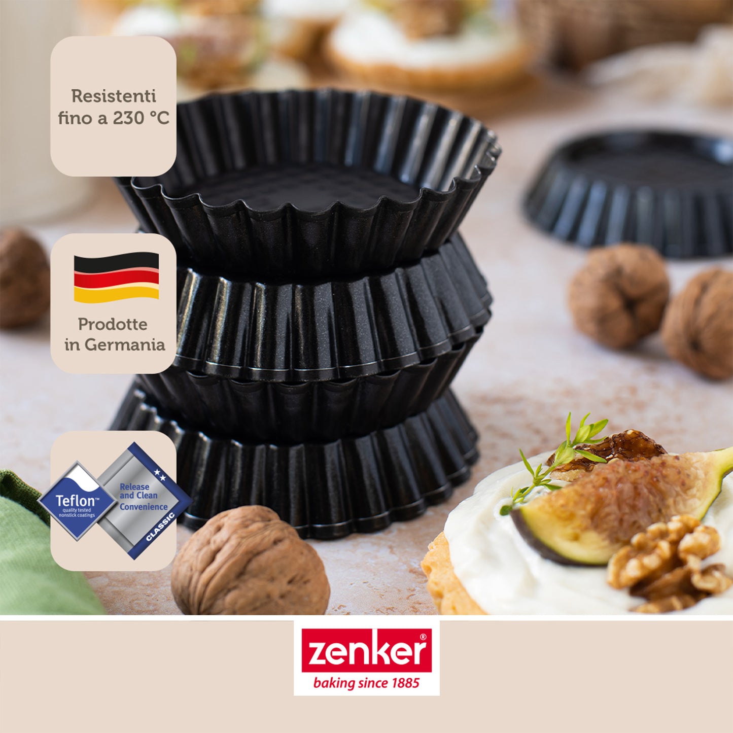 Stampi per crostatine 6pz, Linea Black Metallic