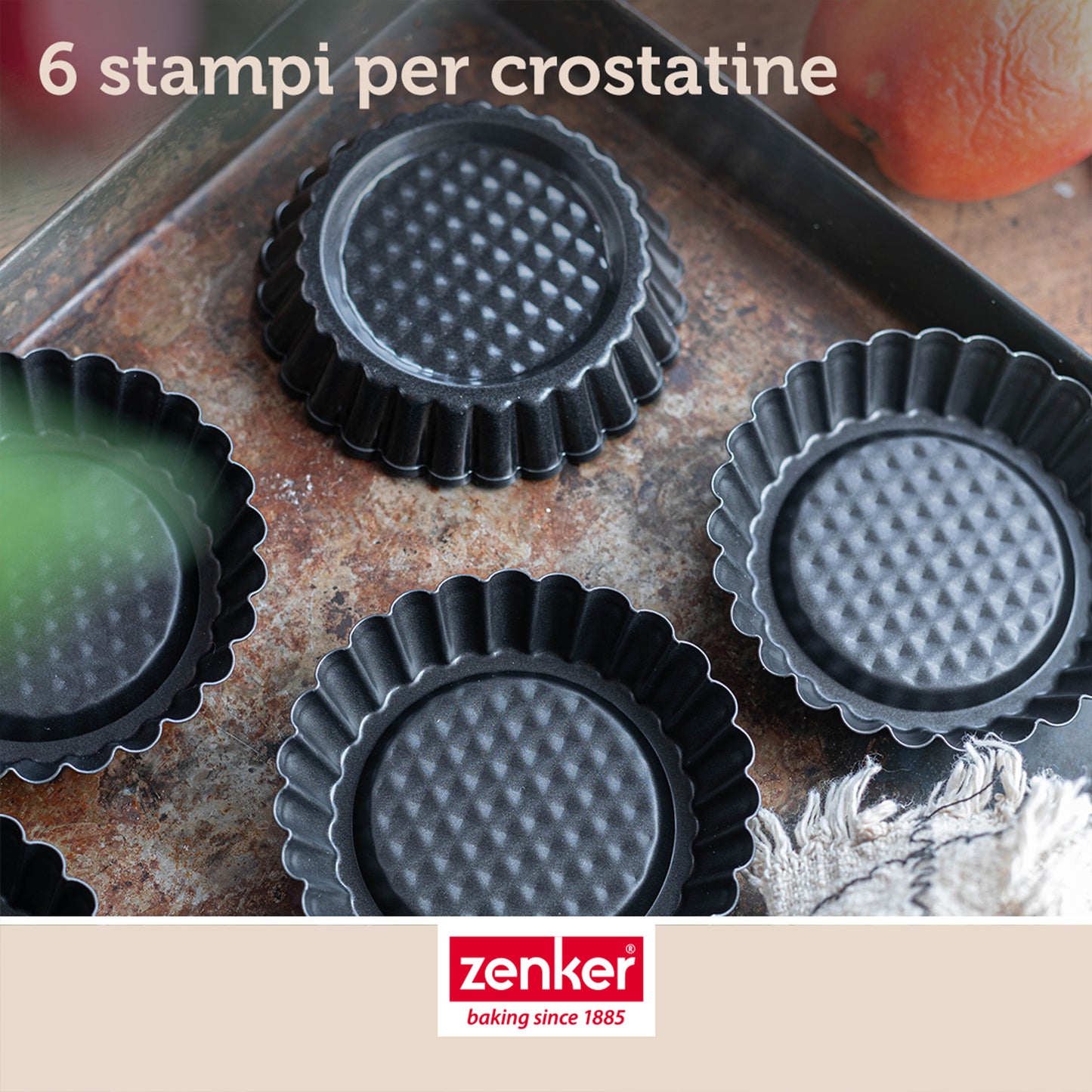 Stampi per crostatine 6pz, Linea Black Metallic