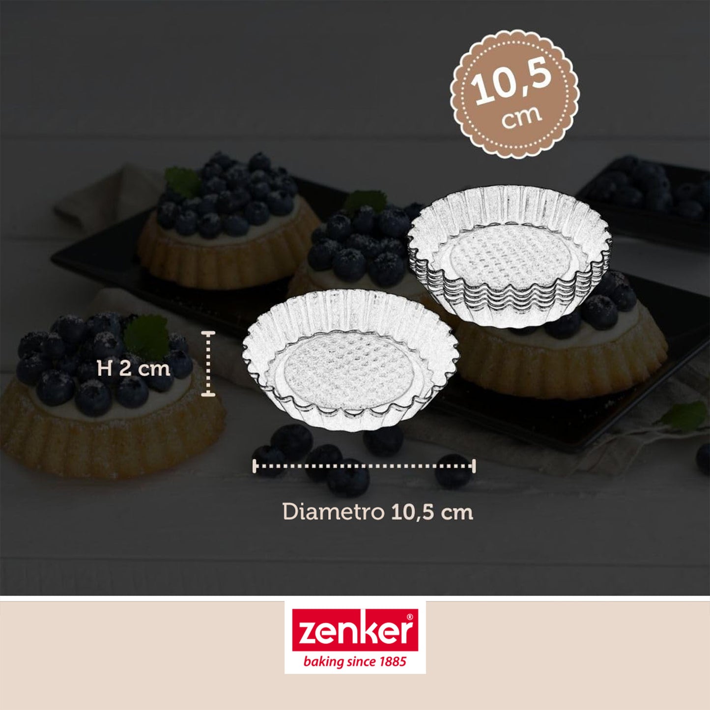 Stampi per crostatine 6pz, Linea Black Metallic