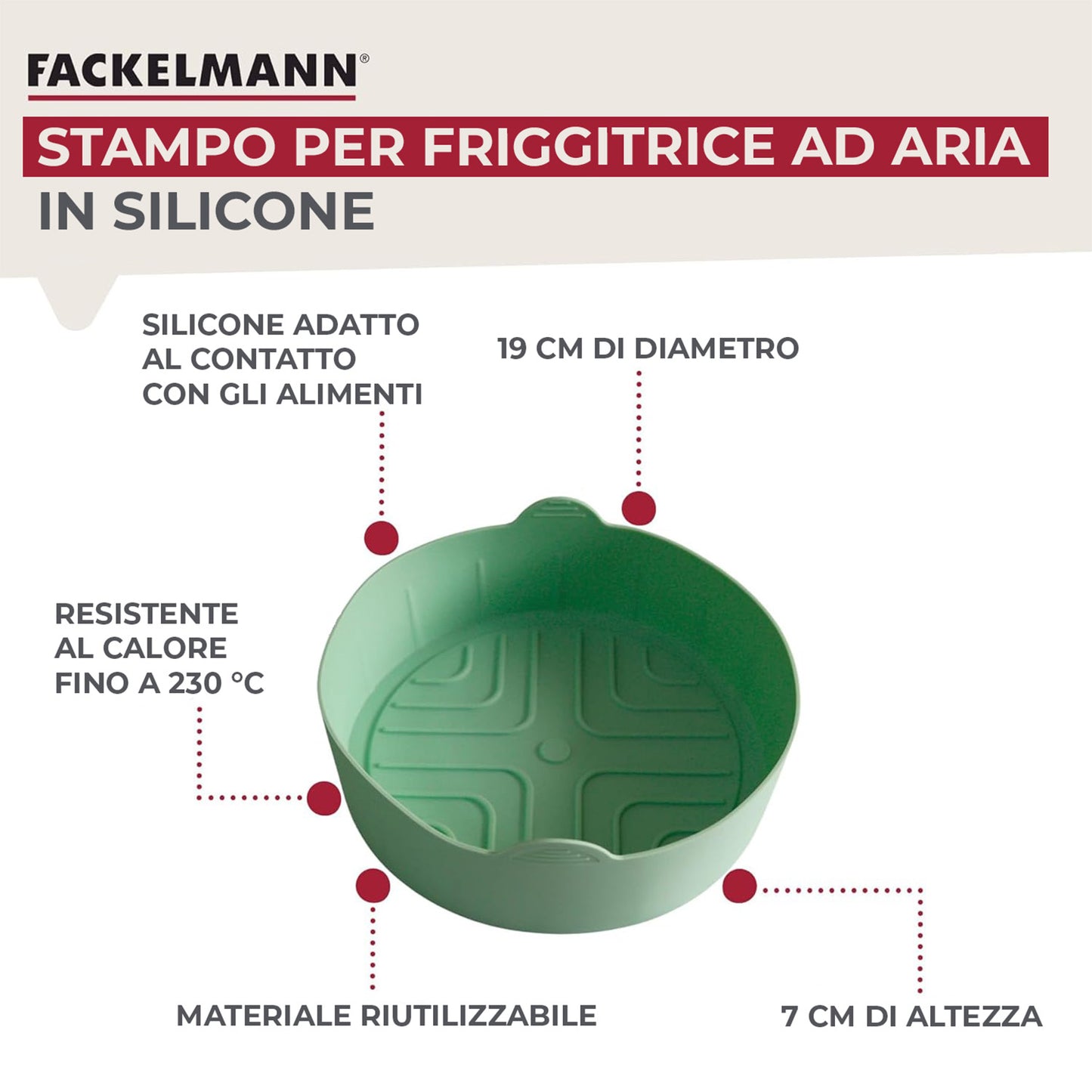 Stampo Friggitrice ad aria rotondo, in silicone, Linea Ocean
