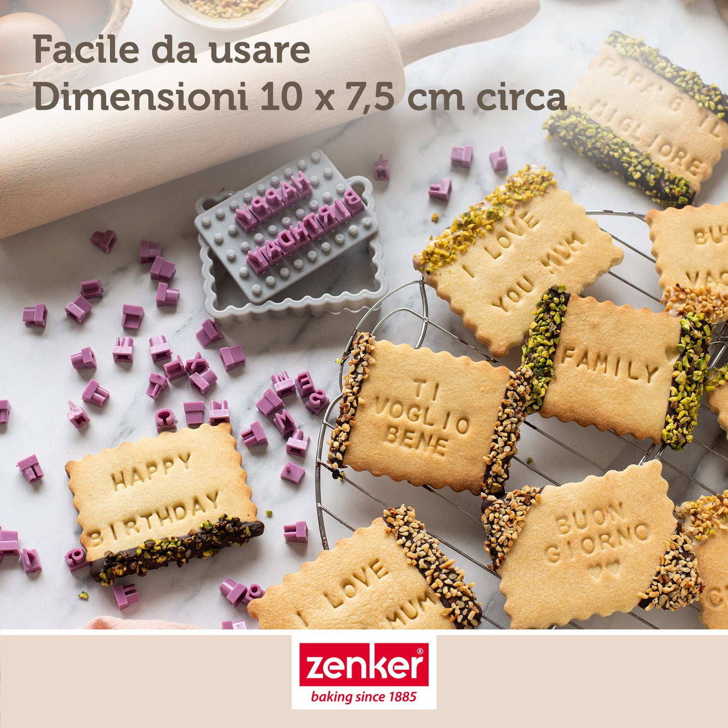 Tagliabiscotti con lettere