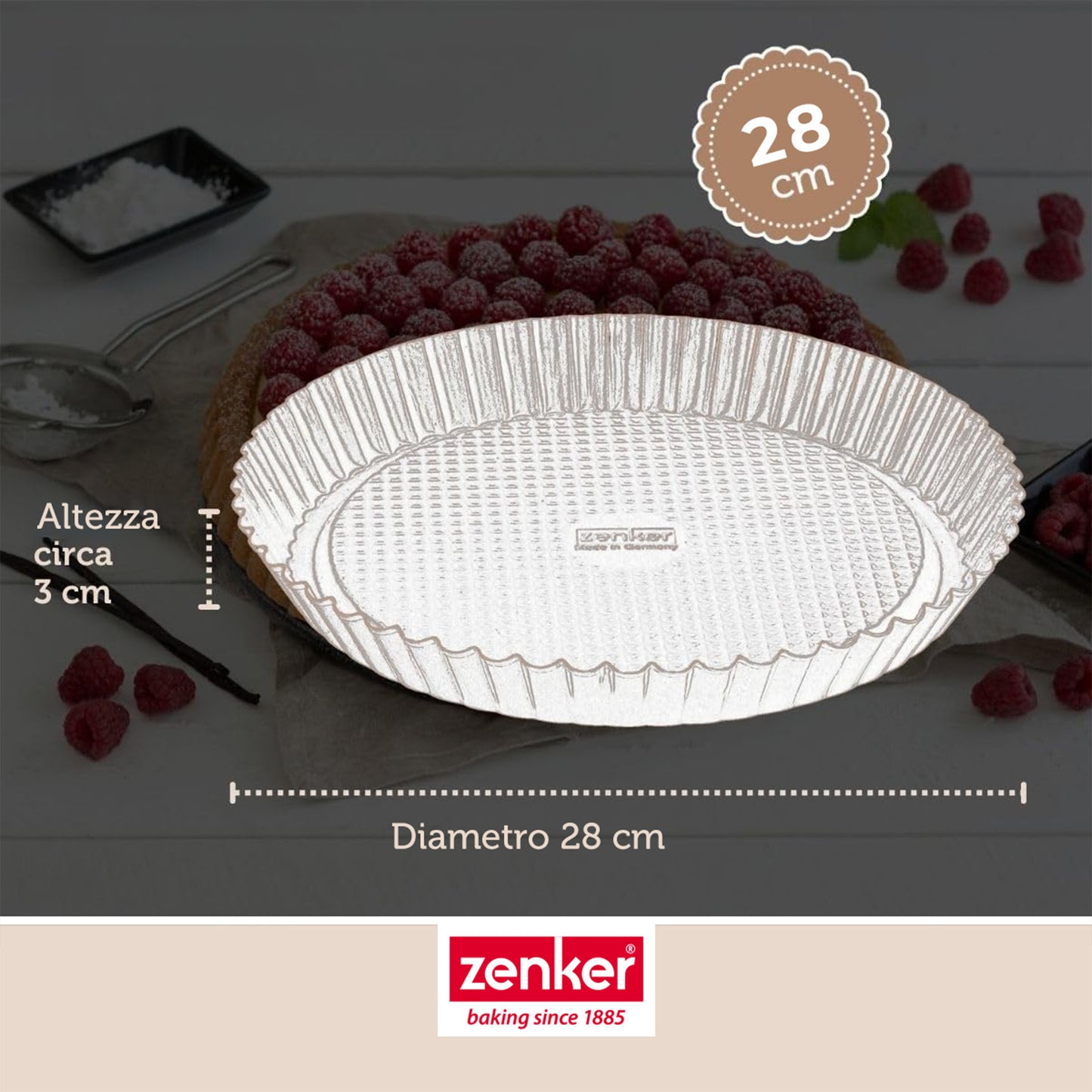 Stampo per crostata Furbo con bordo scanalato, Ø28 cm Linea Black Metallic