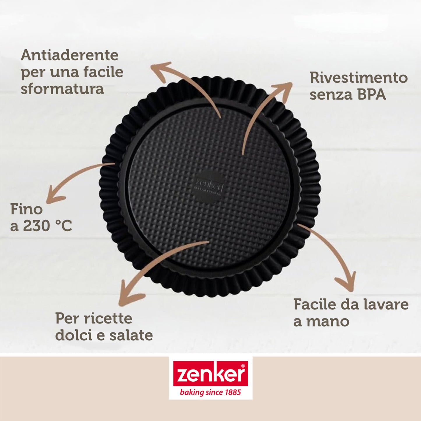 Stampo per crostata Furbo con bordo scanalato, Ø30 cm Linea Black Metallic