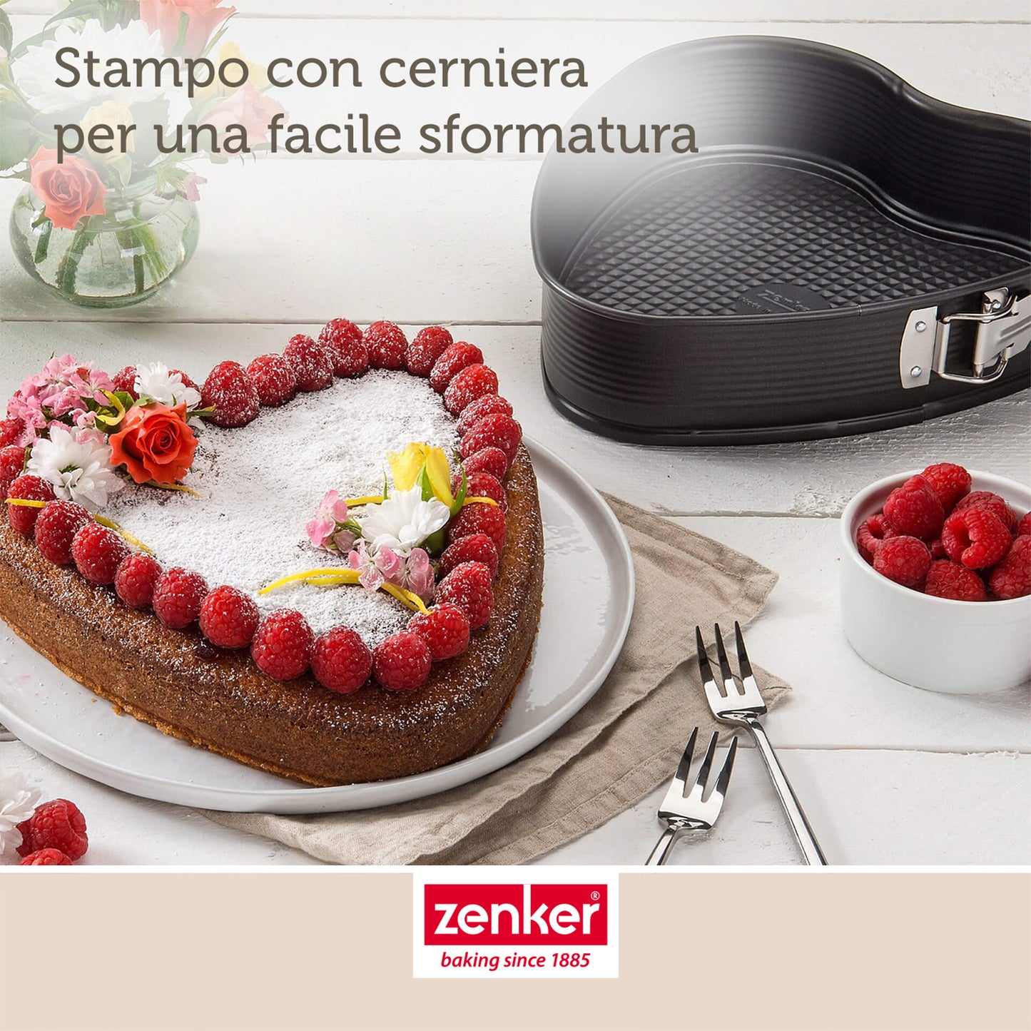 Stampo apribile a cerniera, forma cuore, 24 x 28cm
