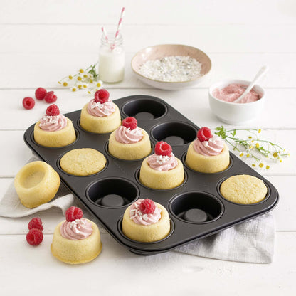 Stampo per Cupcake 12 impronte forma convessa, linea Black Metallic