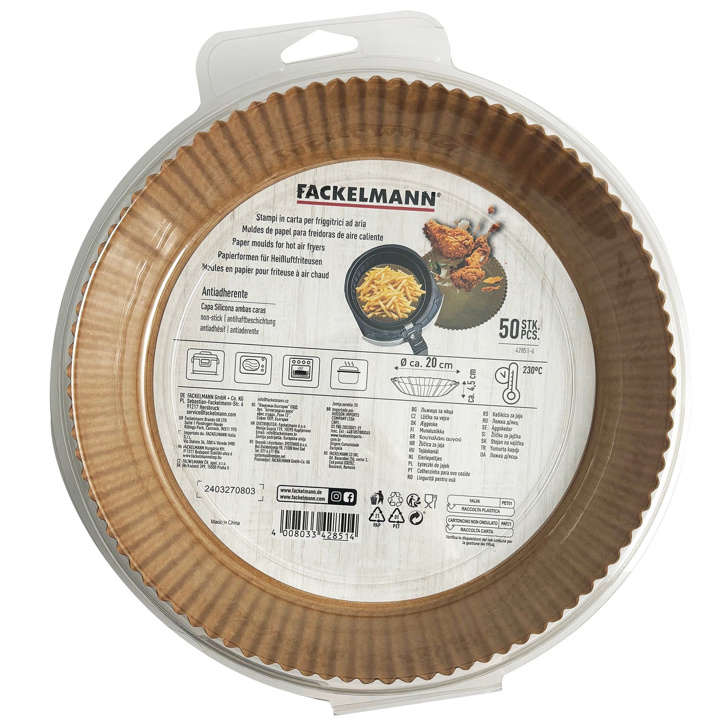 Stampi friggitrice ad aria, 20 cm, 50 pezzi