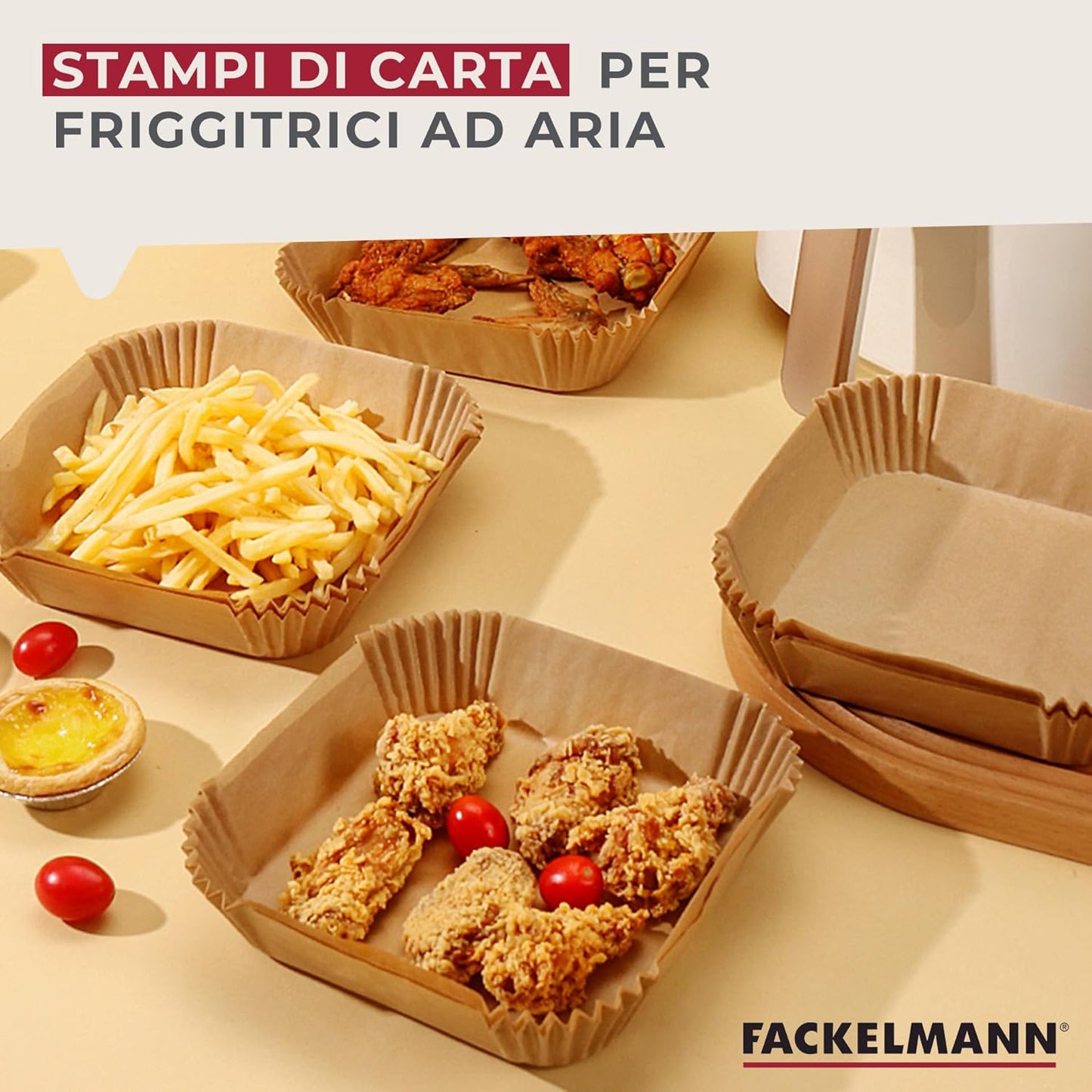 Stampo friggitrice quadrati, 16 cm, 50 pezzi
