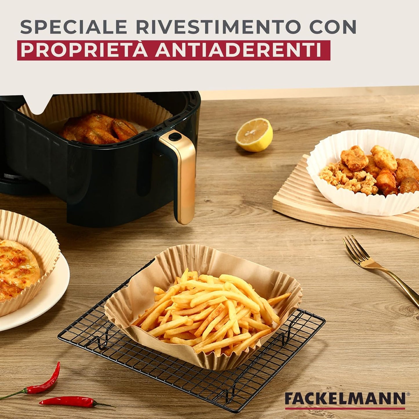 Stampo friggitrice quadrati, 16 cm, 50 pezzi