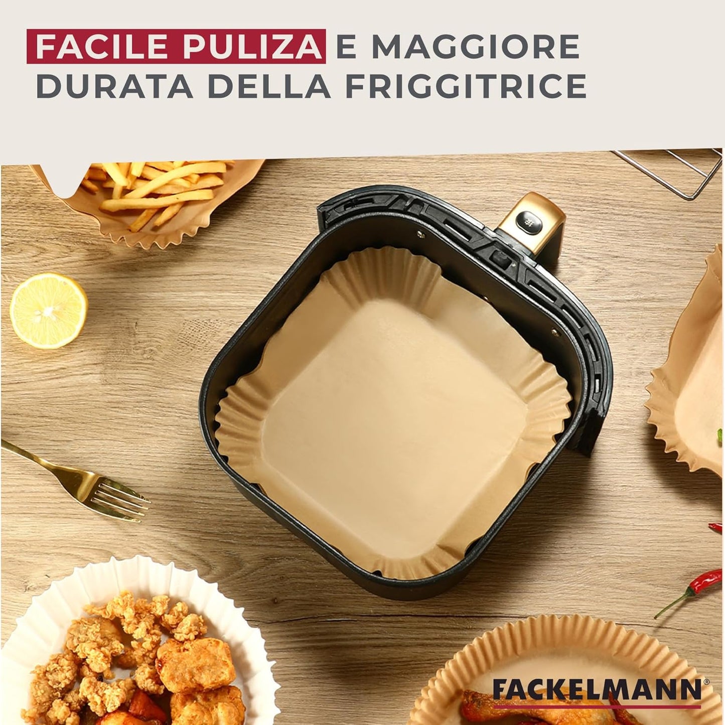 Stampo friggitrice quadrati, 16 cm, 50 pezzi