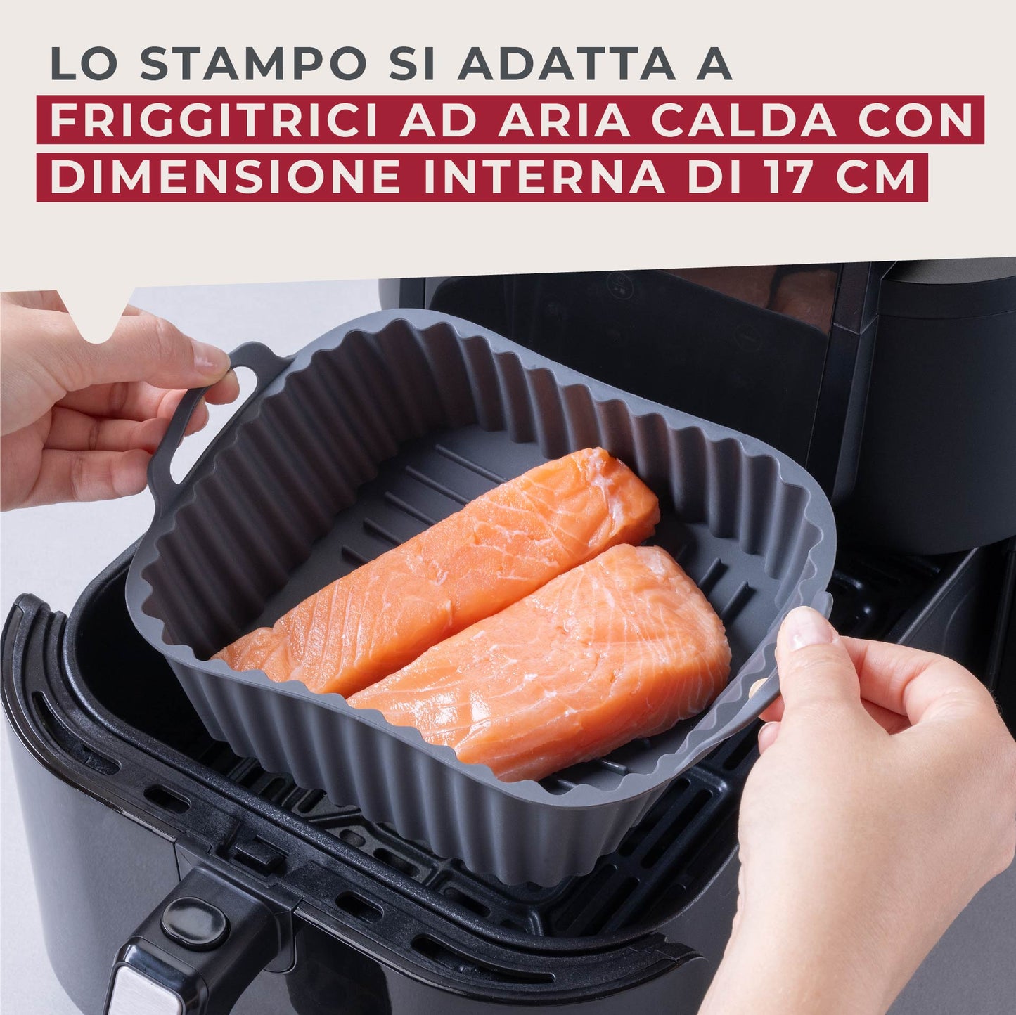 Stampo per Friggitrice ad Aria Quadrato in Silicone 15 cm, fondo rialzato, Fackelmann