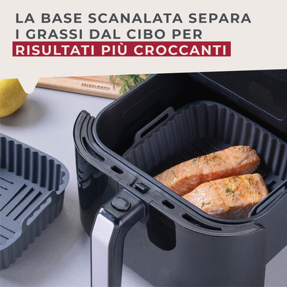 Stampo per Friggitrice ad Aria Quadrato in Silicone 15 cm, fondo rialzato, Fackelmann