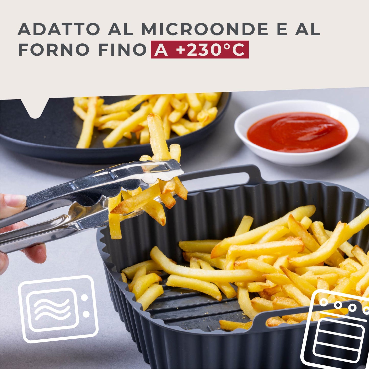 Stampo per Friggitrice ad Aria Quadrato in Silicone 19 cm, fondo rialzato, Fackelmann