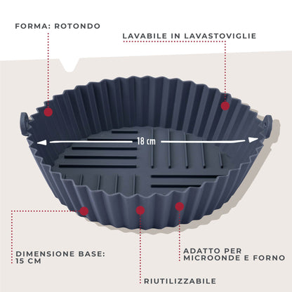 Stampo per Friggitrice ad Aria Rotondo in Silicone 15 cm, fondo rialzato, Fackelmann