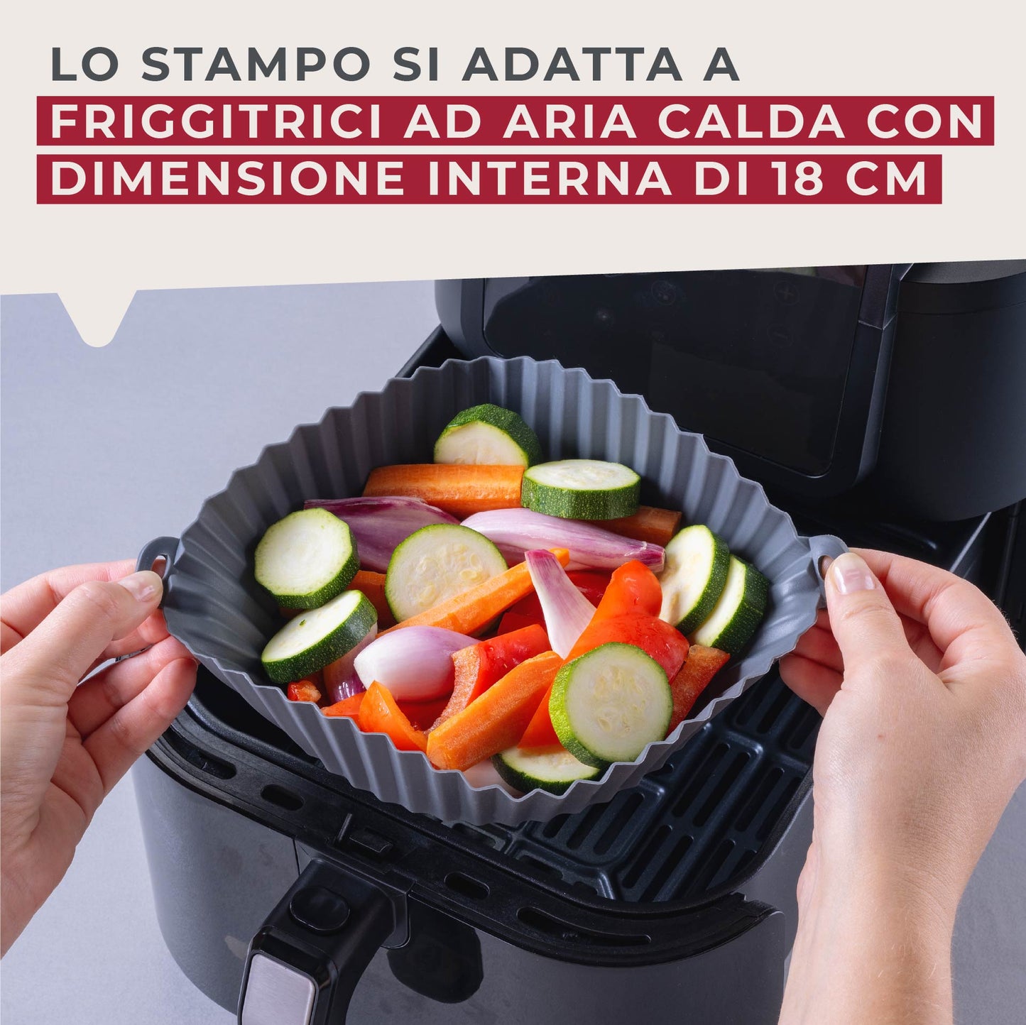 Stampo per Friggitrice ad Aria Rotondo in Silicone 15 cm, fondo rialzato, Fackelmann