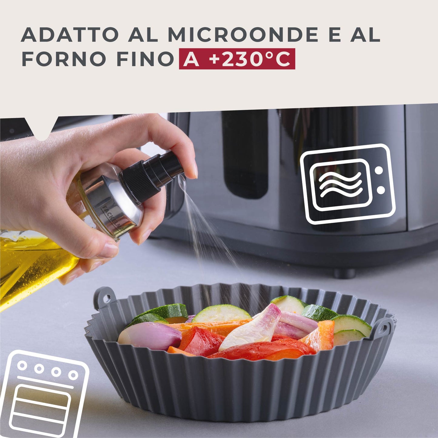 Stampo per Friggitrice ad Aria Rotondo in Silicone 15 cm, fondo rialzato, Fackelmann