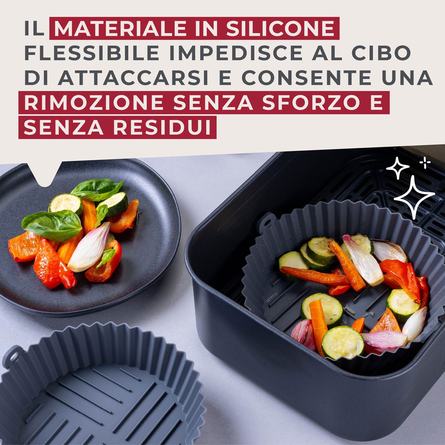 Stampo per Friggitrice ad Aria Rotondo in Silicone 15 cm, fondo rialzato, Fackelmann