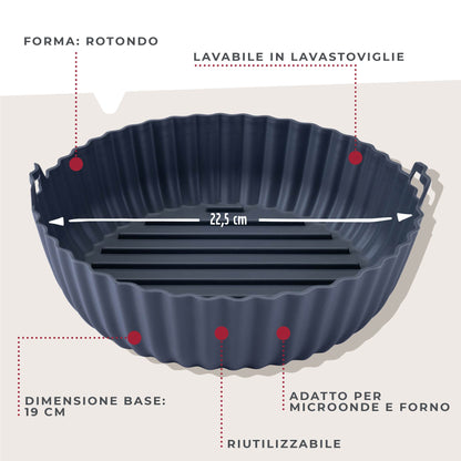 Stampo per Friggitrice ad Aria Rotondo in Silicone 19 cm, fondo rialzato, Fackelmann