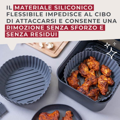 Stampo per Friggitrice ad Aria Rotondo in Silicone 19 cm, fondo rialzato, Fackelmann