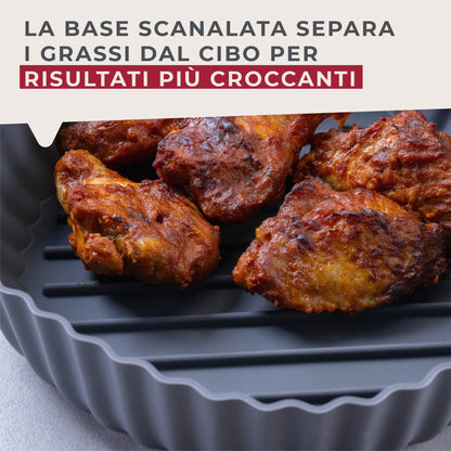 Stampo per Friggitrice ad Aria Rotondo in Silicone 19 cm, fondo rialzato, Fackelmann