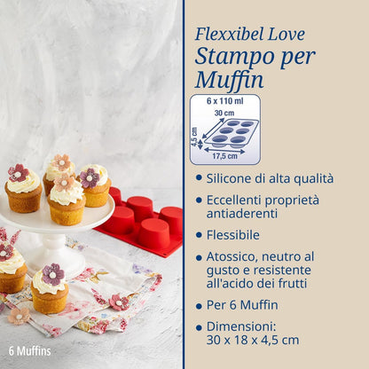 Stampo muffin 6 impronte in silicone Ø5,5cm, Linea Flexxibel