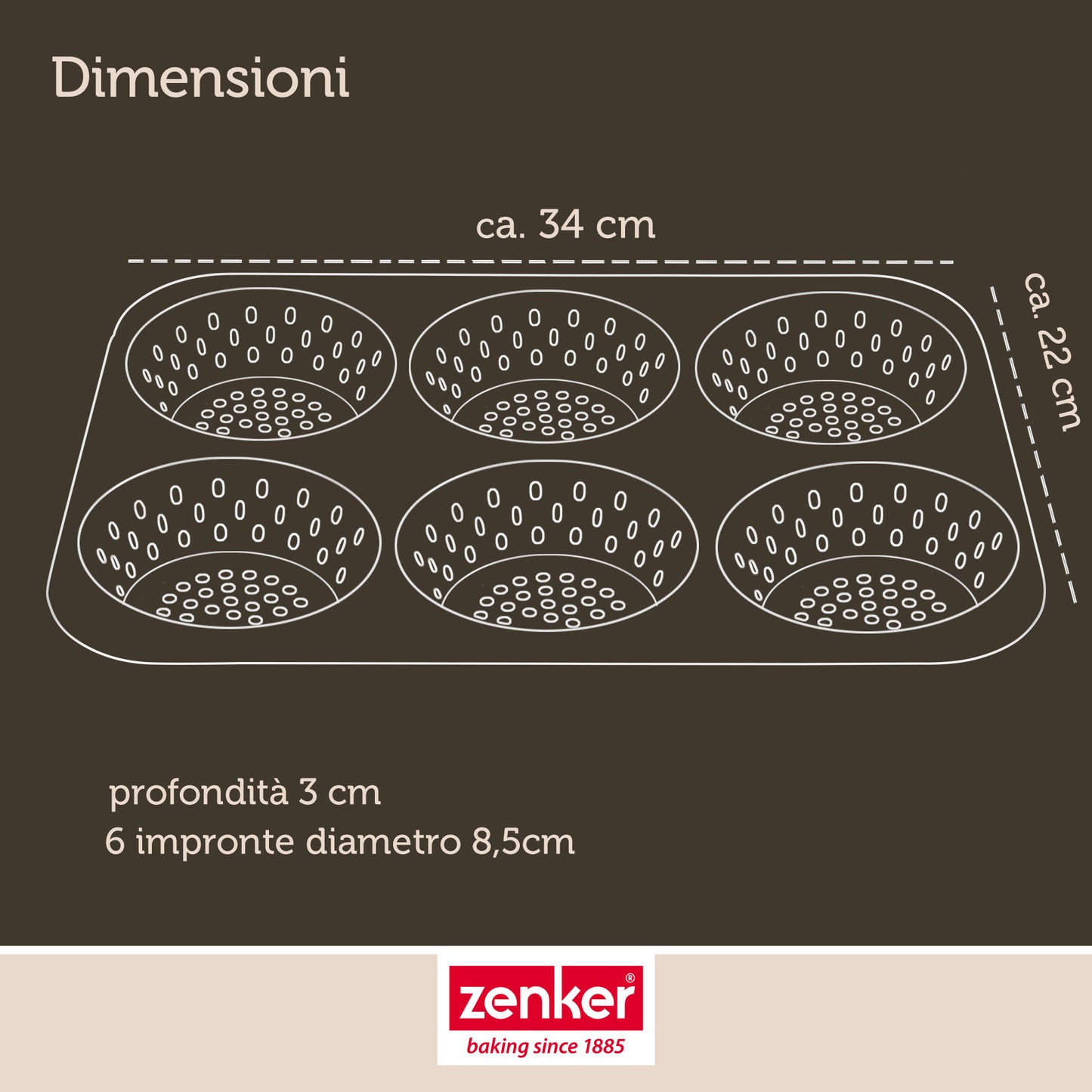 Teglia con 6 stampi forati per panini