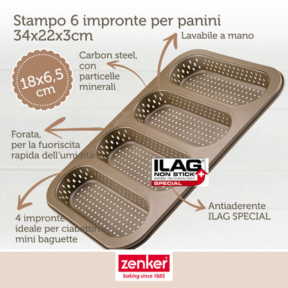 Teglia forata per baguette e panini