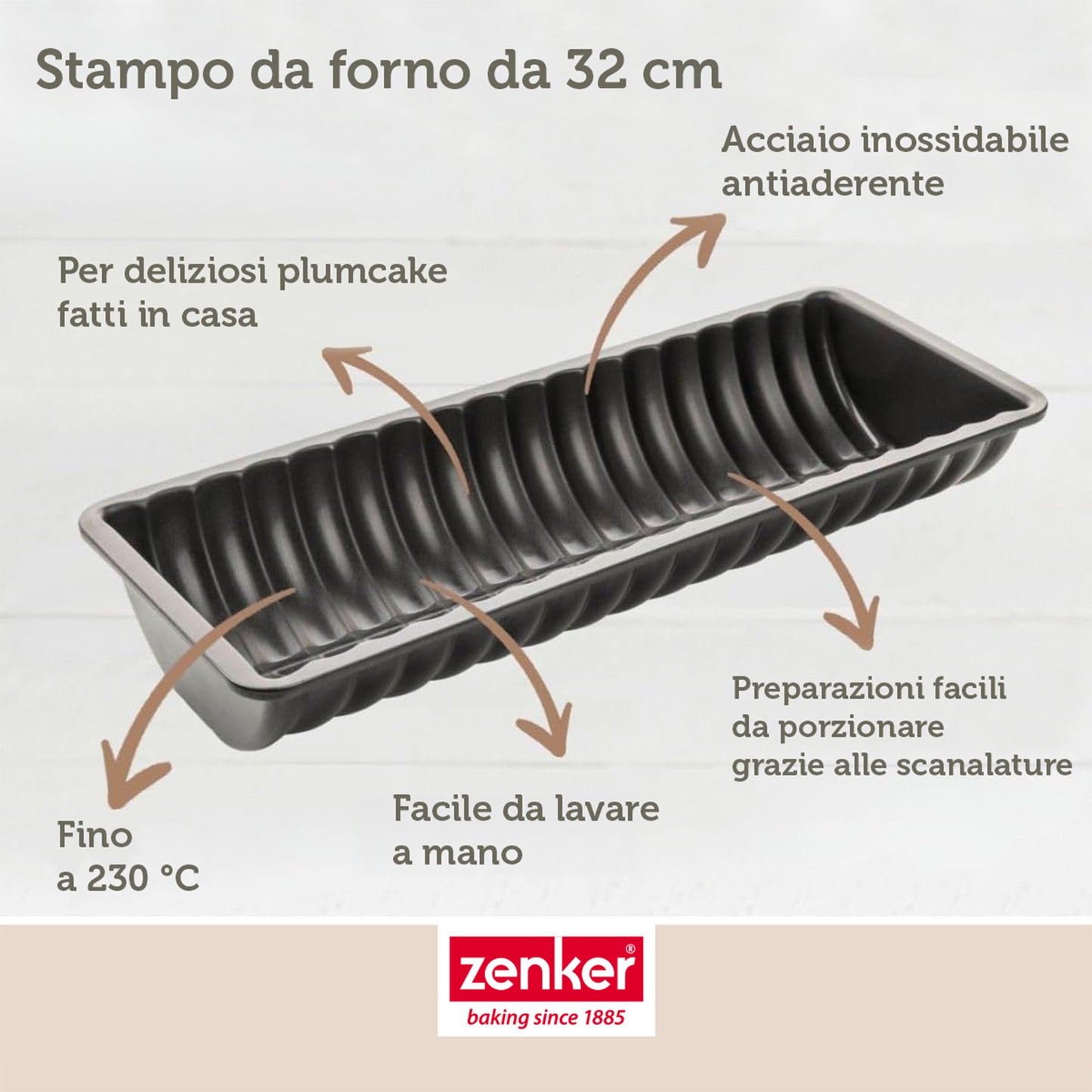 Stampo plumcake semitondo ad onde, 30cm Linea Black Metallic