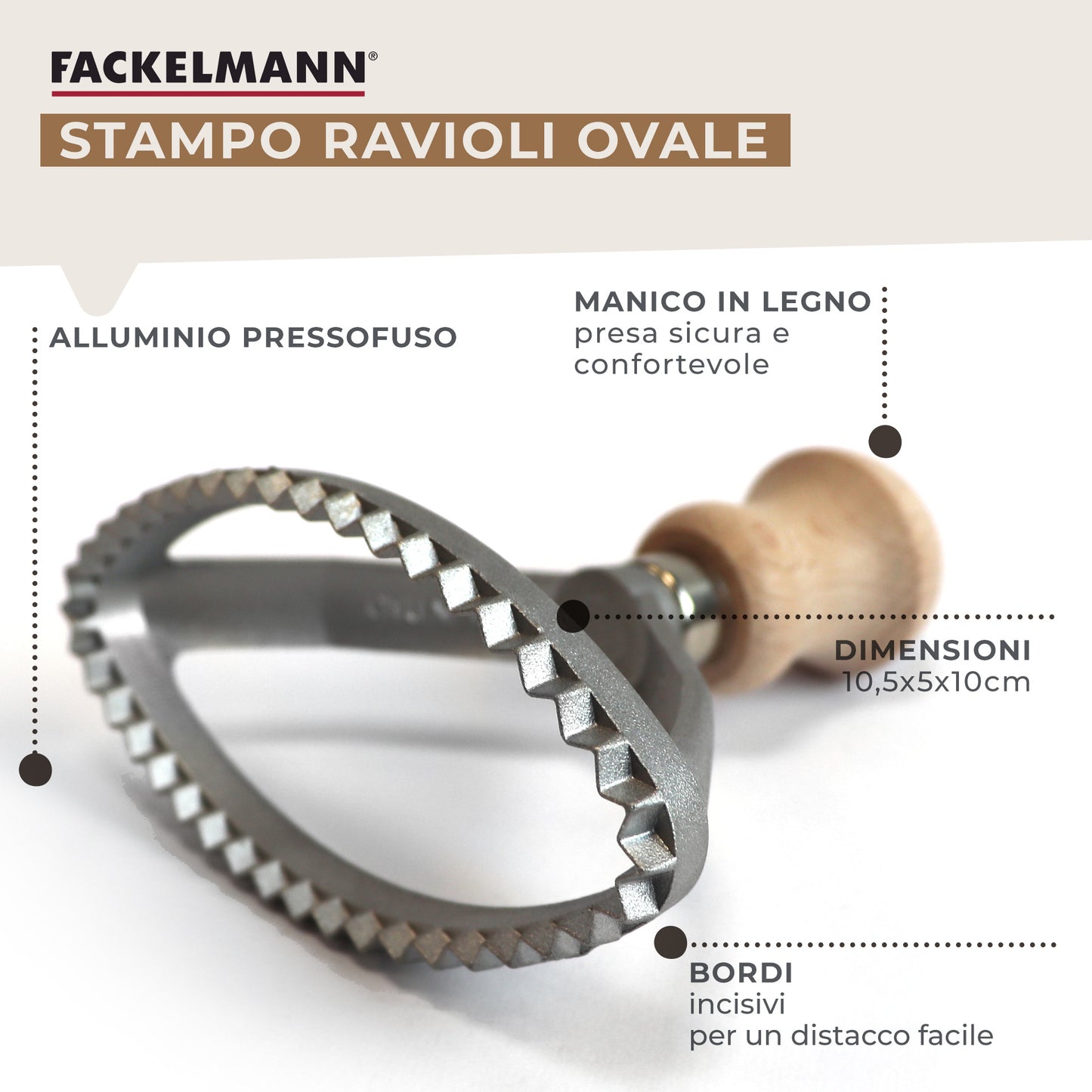 Stampino per ravioli, forma ovale, Fackelmann