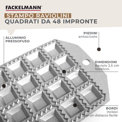 Stampo per raviolini quadrati 48 impronte, Fackelmann