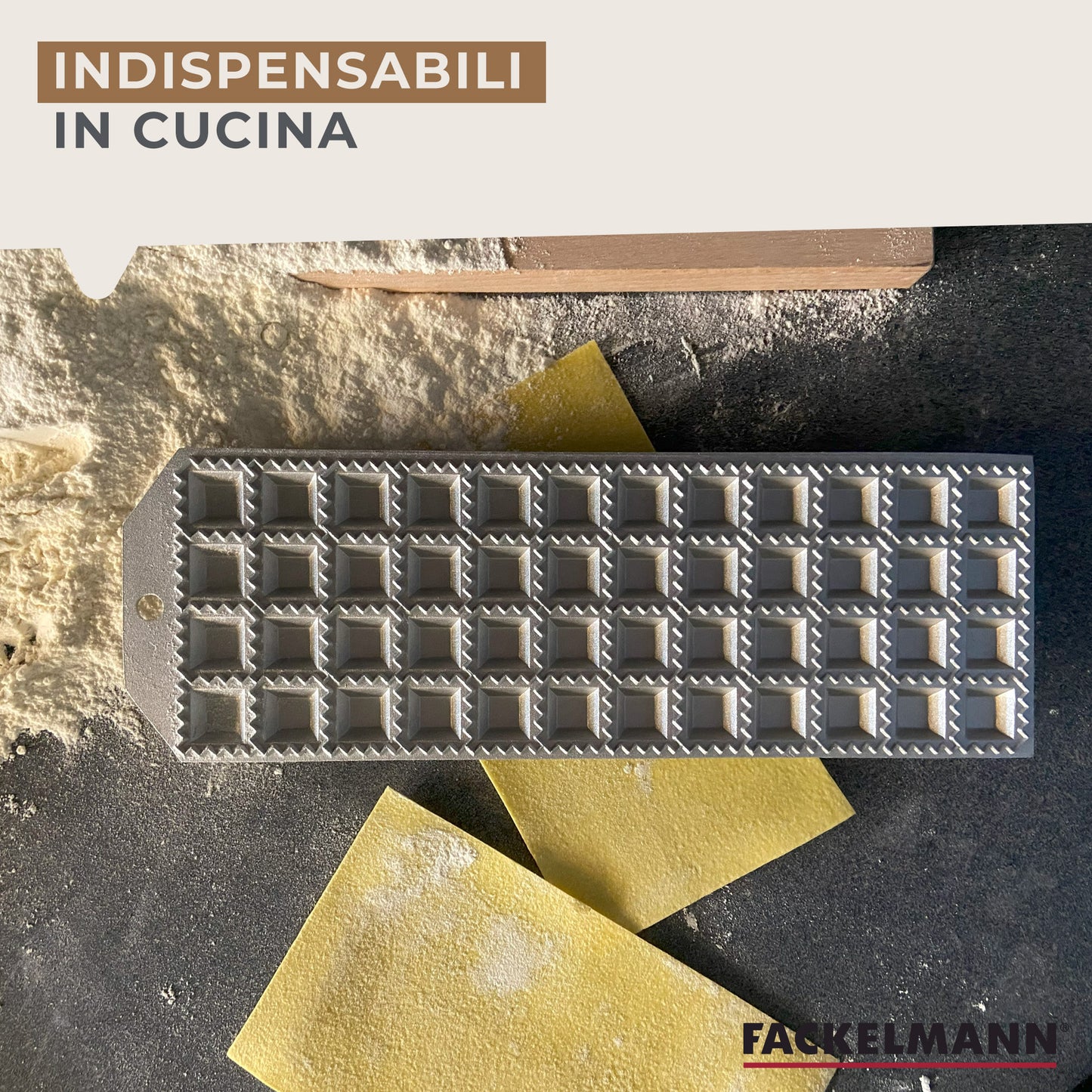 Stampo per raviolini quadrati 48 impronte, Fackelmann