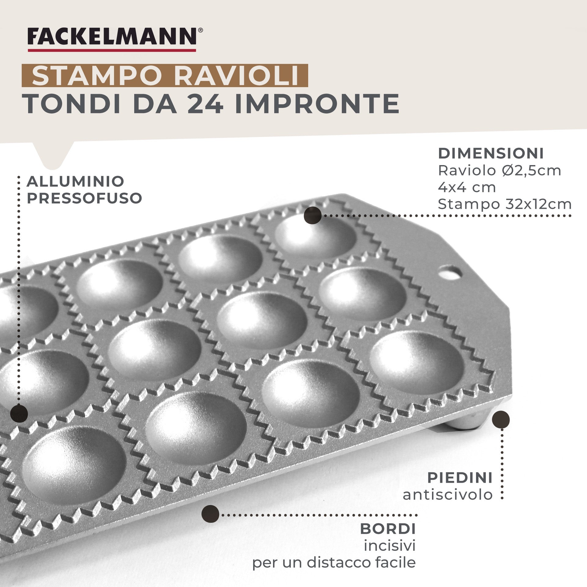 Set Utensili Per Ravioli In Acciaio Inox Con Impronta A Pizzo - 5 Pezzi Con Rotella E Stampo