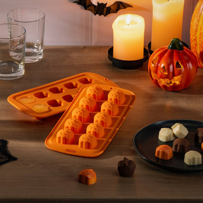 Stampo da forno in Silicone 10 Impronte a Forma di Mini Zucca di Halloween,  21,5x11 cm, Zenker