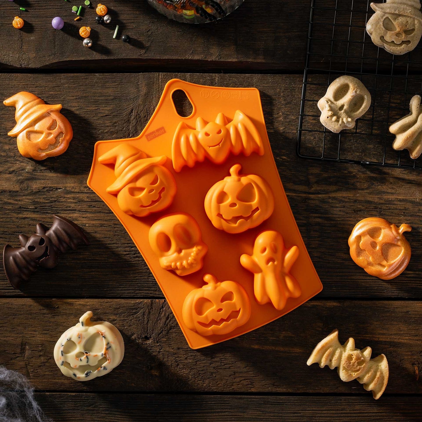 Stampo in Silicone a 6 impronte Halloween, per Mini Torte e Dolci, Zenker, 23x17,5 cm, Zenker
