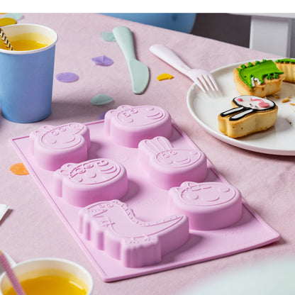 Stampo per 6 mini tortine in silicone a tema Peppa Pig