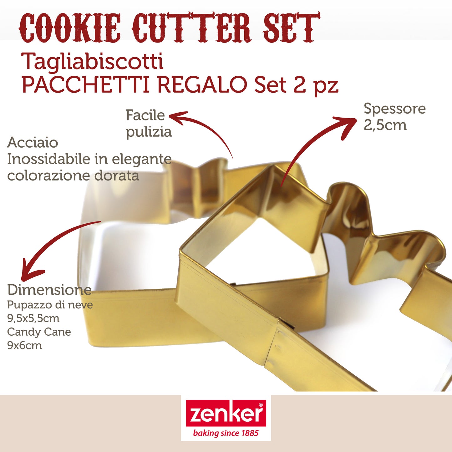 Taglia biscotti Pacchetti regalo, 2 pz, in acciaio inox