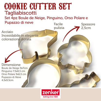 Taglia biscotti Set da 4pz, in acciaio inox