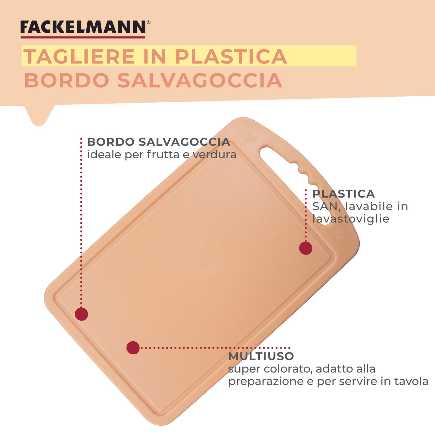Tagliere in plastica 24x15cm, Linea Summer Party