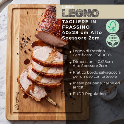Tagliere in legno di frassino, 40x28x2 cm