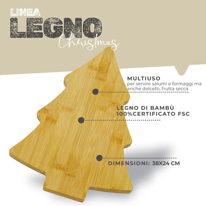 Tagliere a forma di Albero di Natale, in legno di bambù