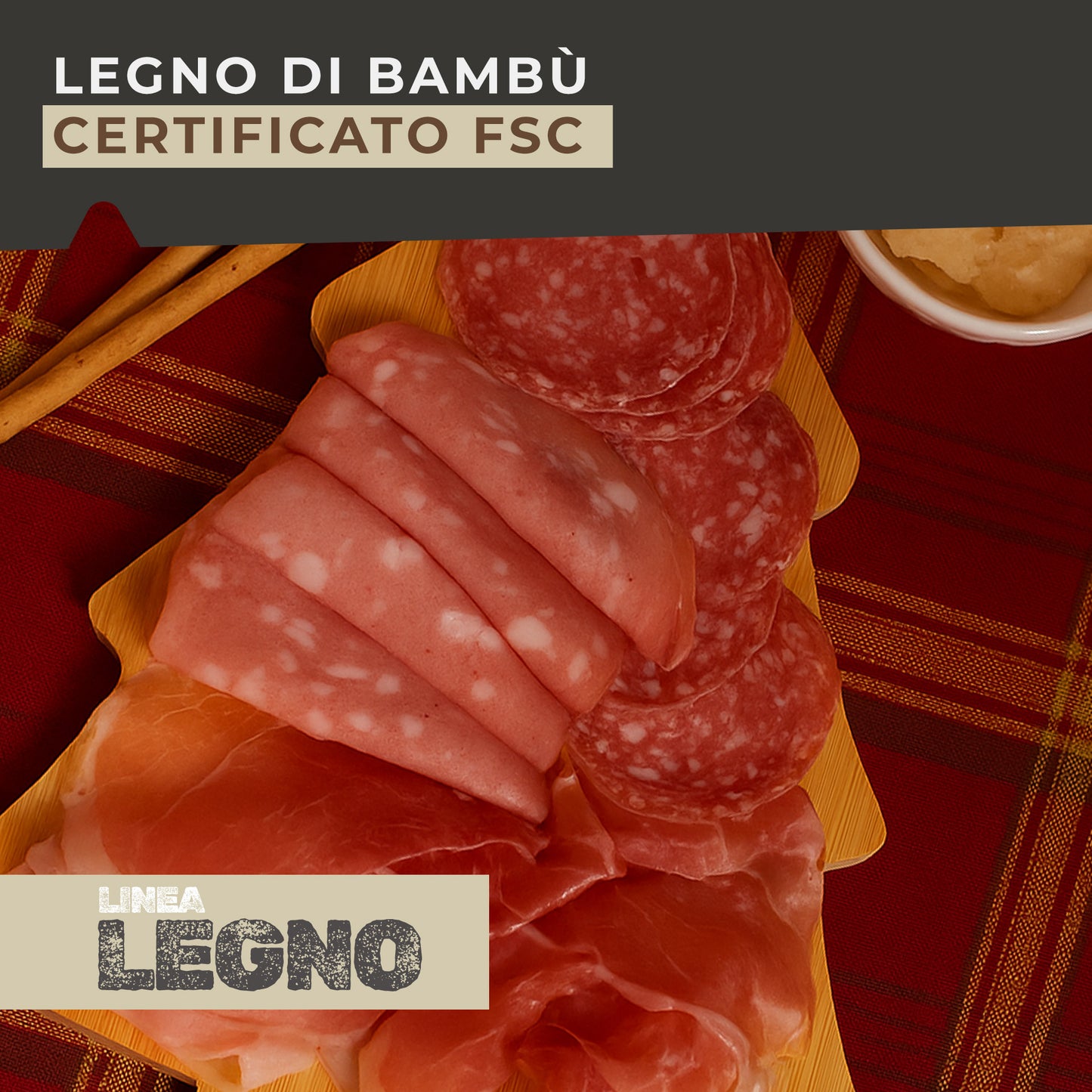 Tagliere a forma di Albero di Natale, in legno di bambù